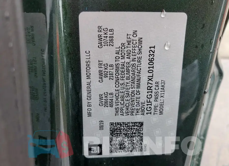 1G1FG1R7XL0106321 Photo# 12