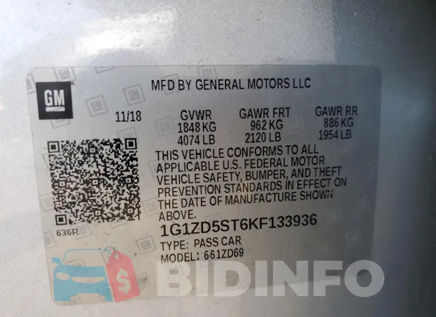 1G1ZD5ST6KF133936 Photo# 13