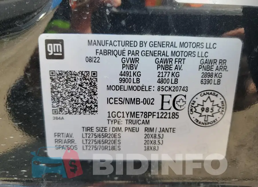 1GC1YME78PF122185 Photo# 12