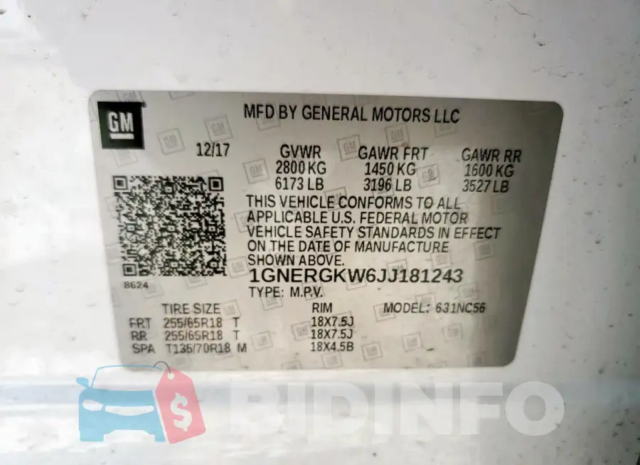 1GNERGKW6JJ181243 Photo# 13