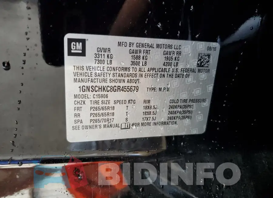 1GNSCHKC8GR455679 Photo# 14