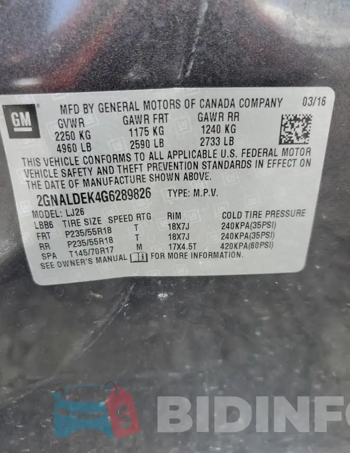 2GNALDEK4G6289826 Photo# 13