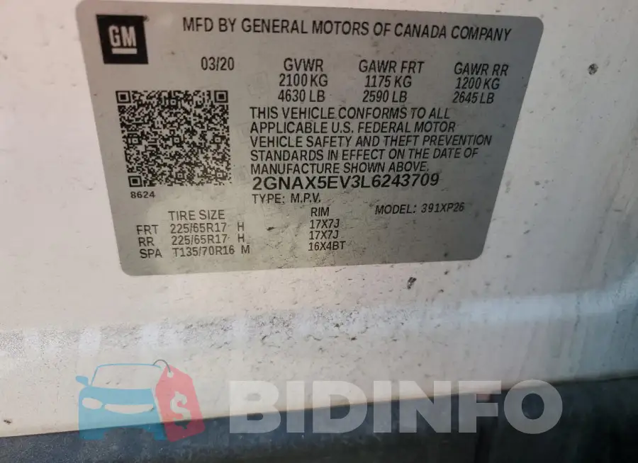 2GNAX5EV3L6243709 Photo# 13