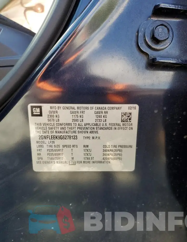 2GNFLEEK9G6278123 Photo# 12