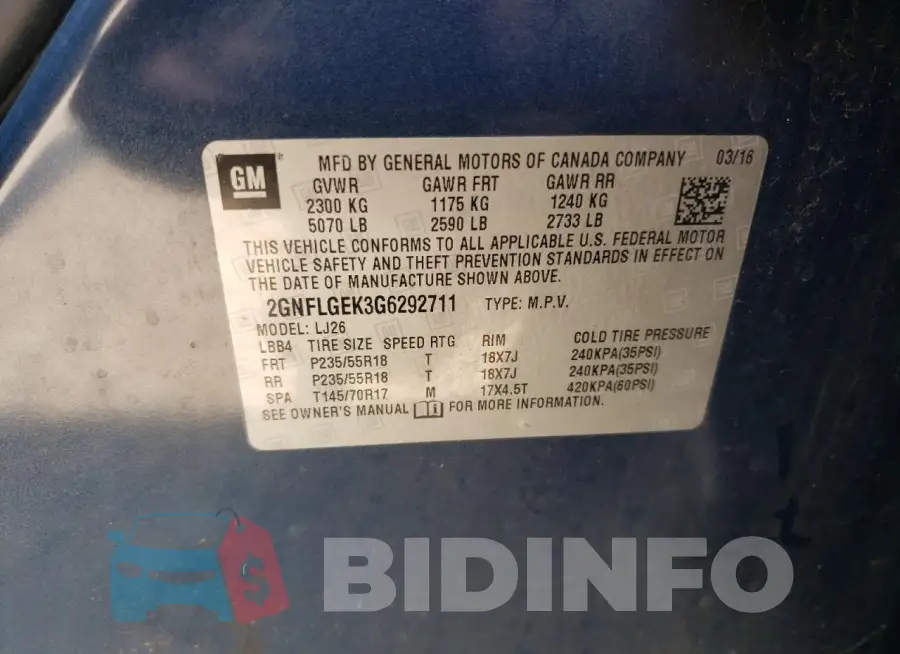 2GNFLGEK3G6292711 Photo# 13