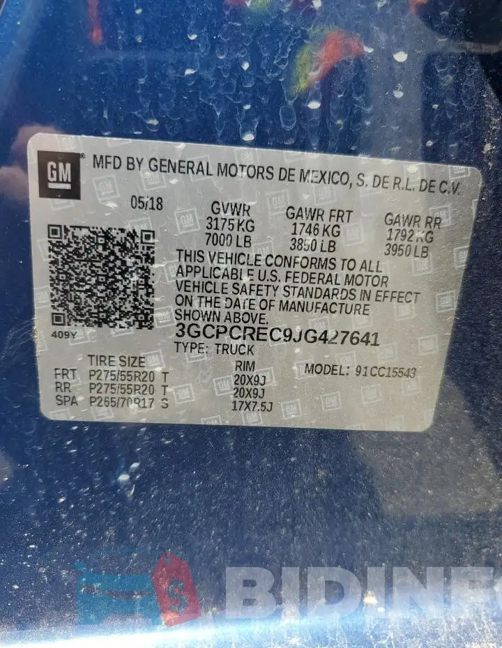 3GCPCREC9JG427641 Photo# 12