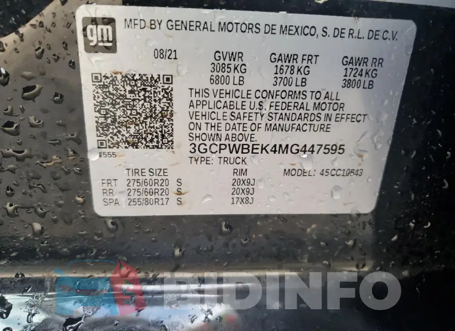 3GCPWBEK4MG447595 Photo# 12