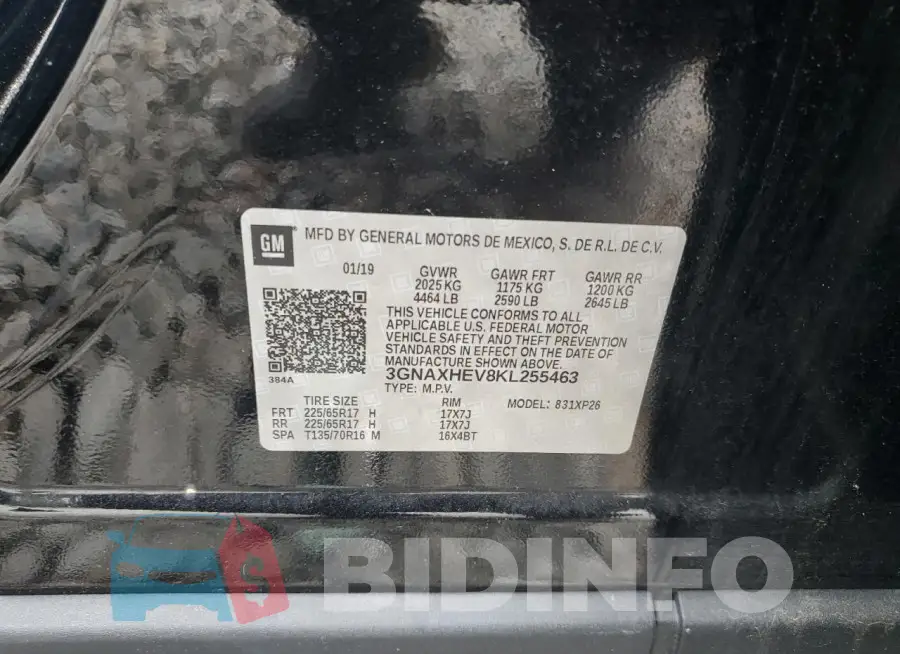 3GNAXHEV8KL255463 Photo# 13