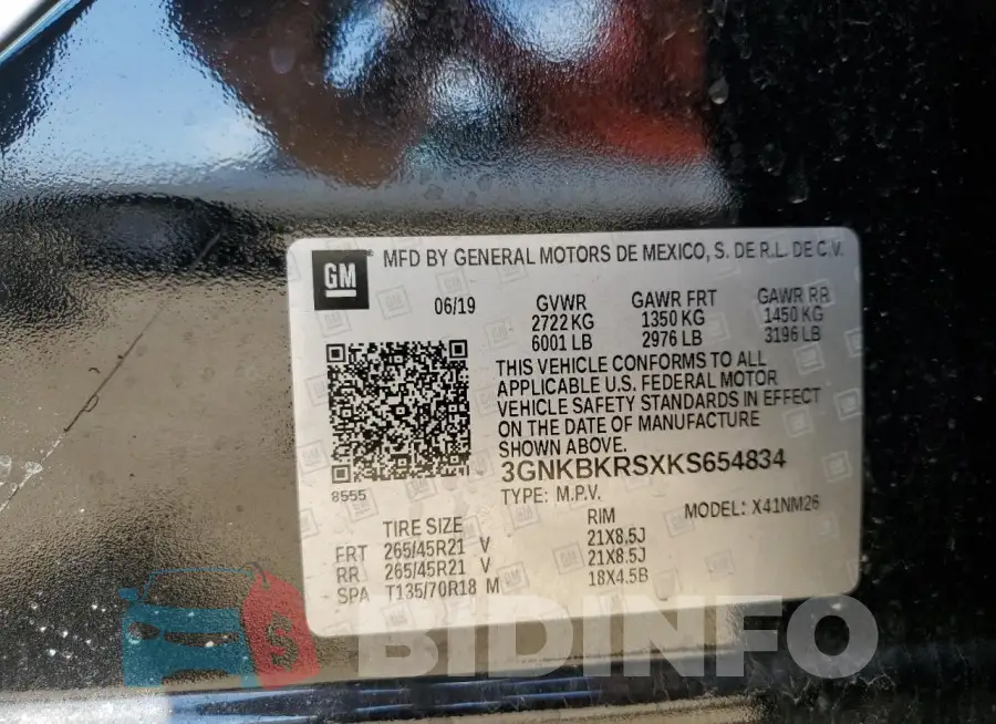 3GNKBKRSXKS654834 Photo# 13
