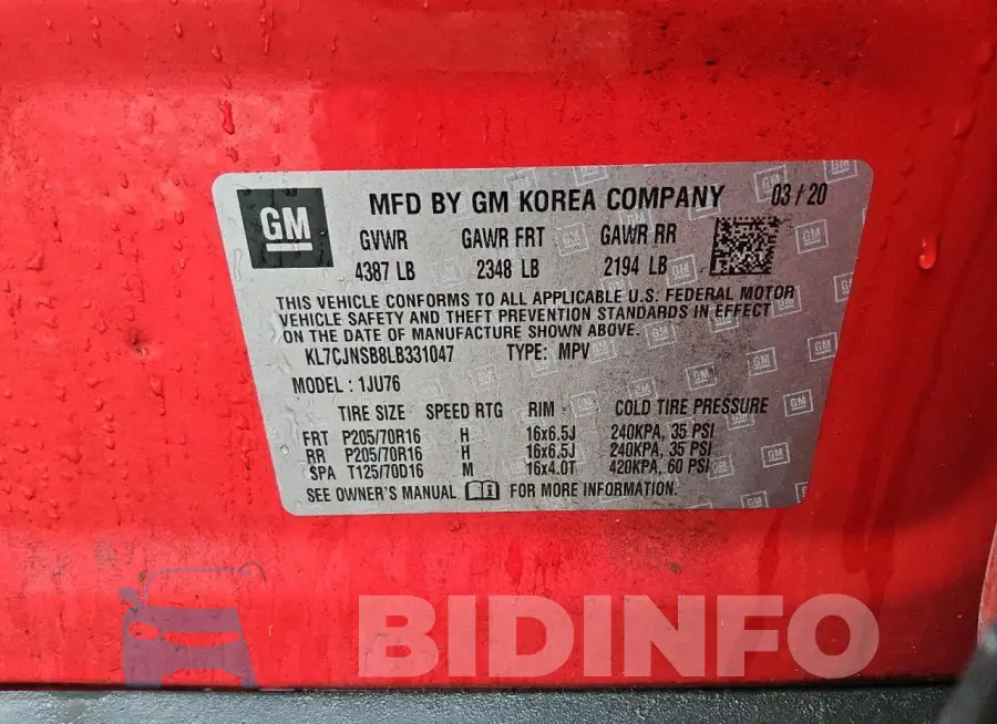 KL7CJNSB8LB331047 Photo# 13