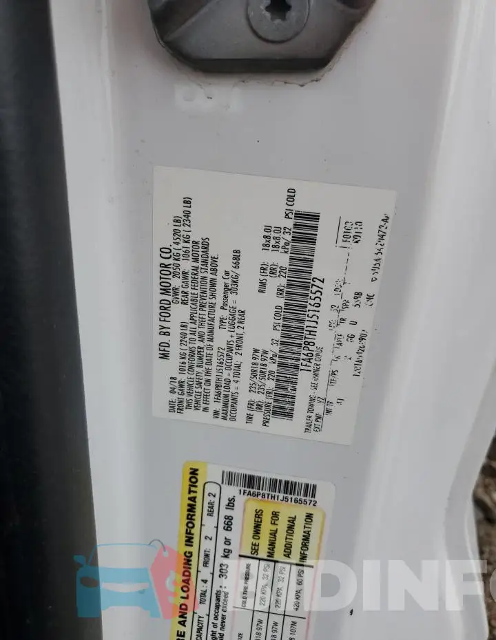 1FA6P8TH1J5165572 Photo# 12