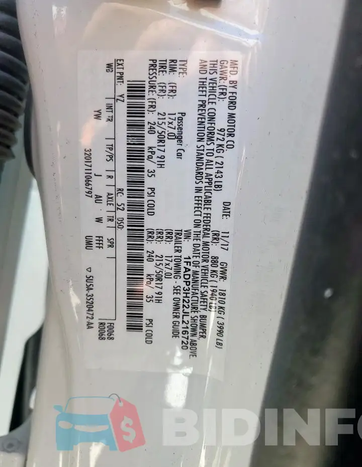 1FADP3H22JL216720 Photo# 13