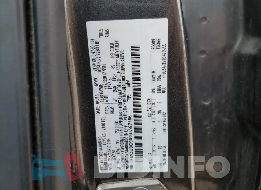 1FMCU0G90GUA97186 Photo# 13