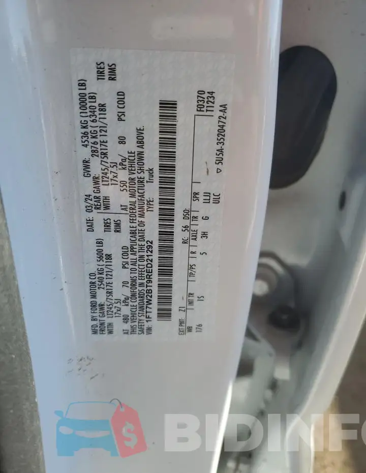 1FT7W2BT9RED21292 Photo# 12