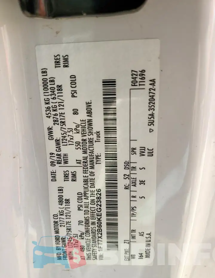 1FT7X2B60KEG23826 Photo# 13