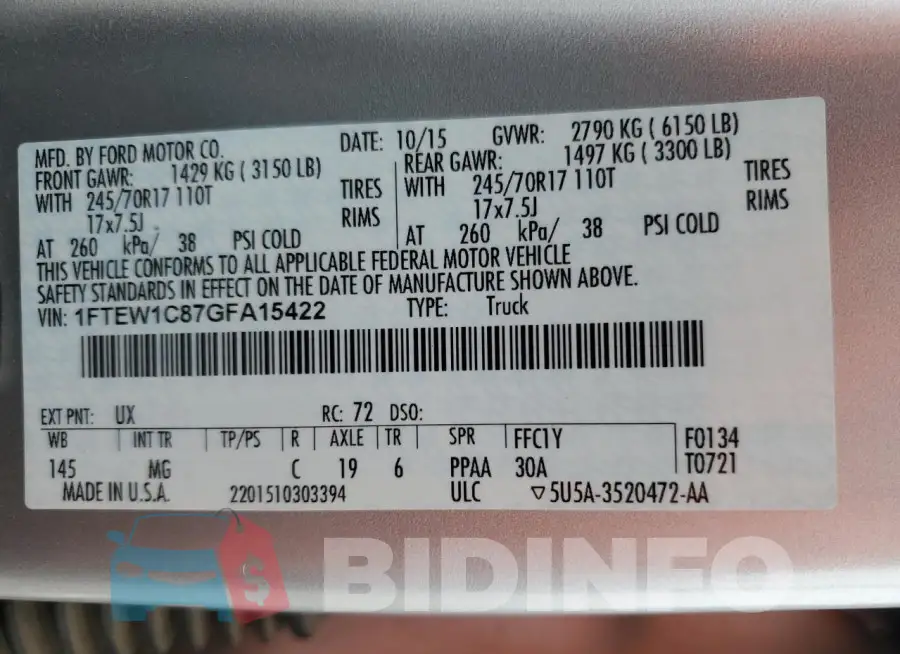 1FTEW1C87GFA15422 Photo# 13