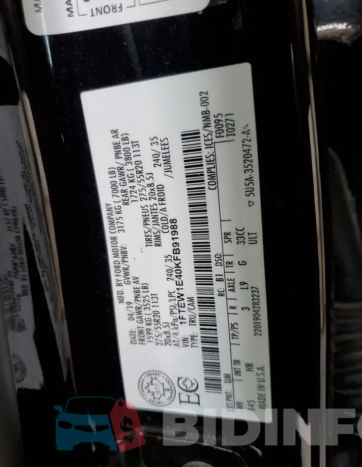 1FTEW1E40KFB91988 Photo# 12