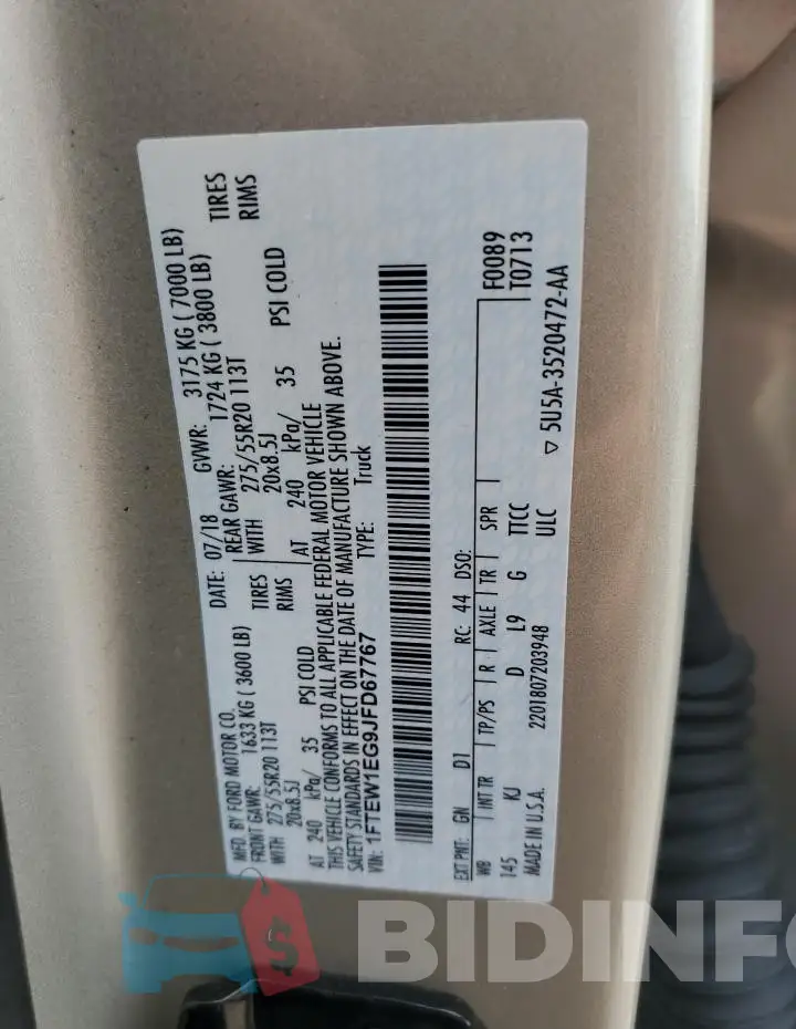 1FTEW1EG9JFD67767 Photo# 12