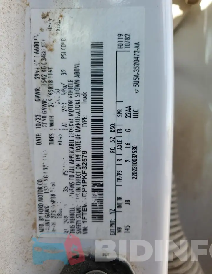 1FTEW1EP1PKF32579 Photo# 13