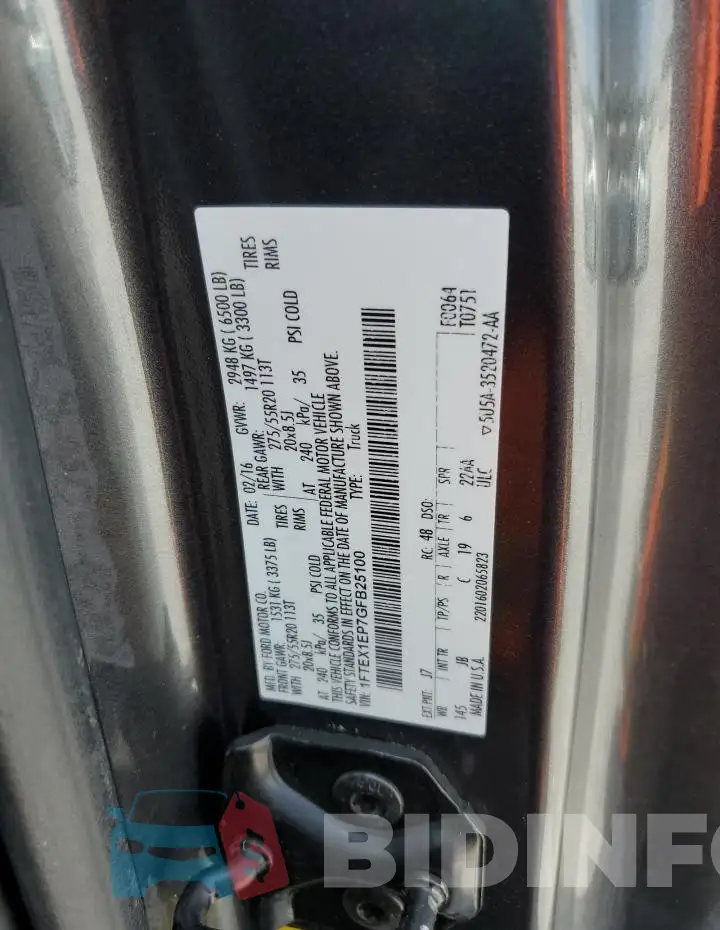 1FTEX1EP7GFB25100 Photo# 12