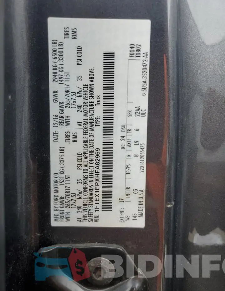1FTEX1EPXHFA82969 Photo# 12