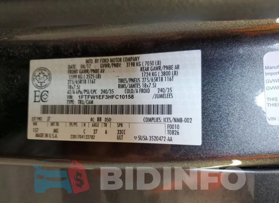 1FTFW1EF3HFC10158 Photo# 12