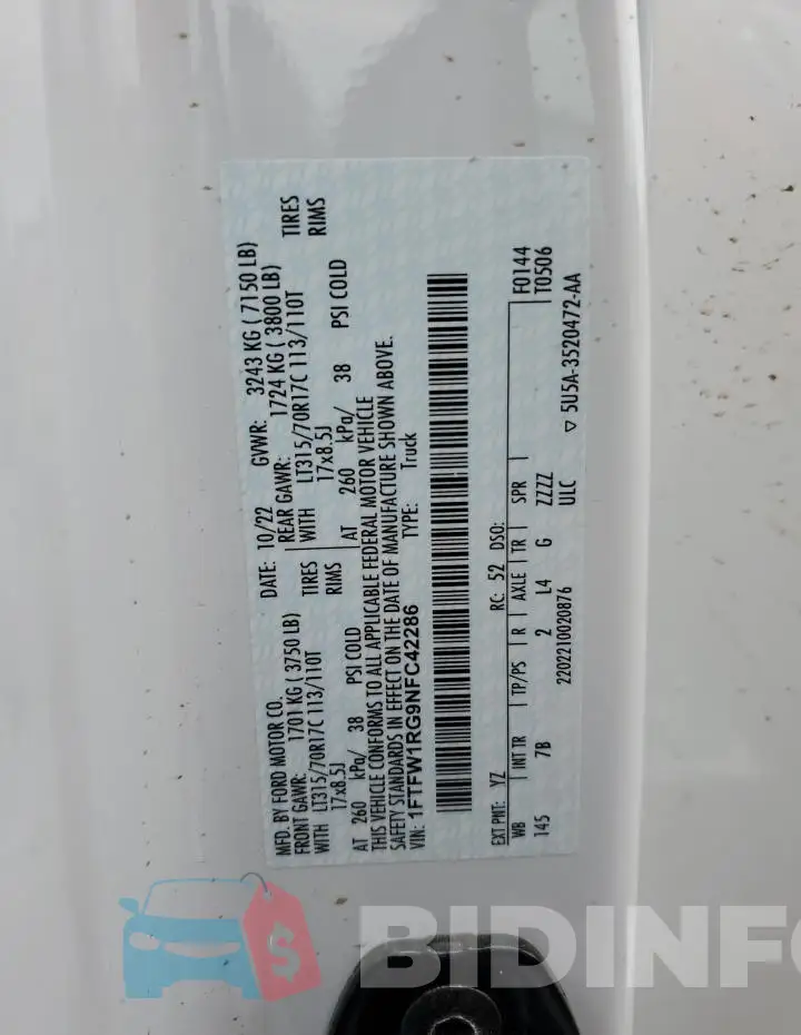 1FTFW1RG9NFC42286 Photo# 12