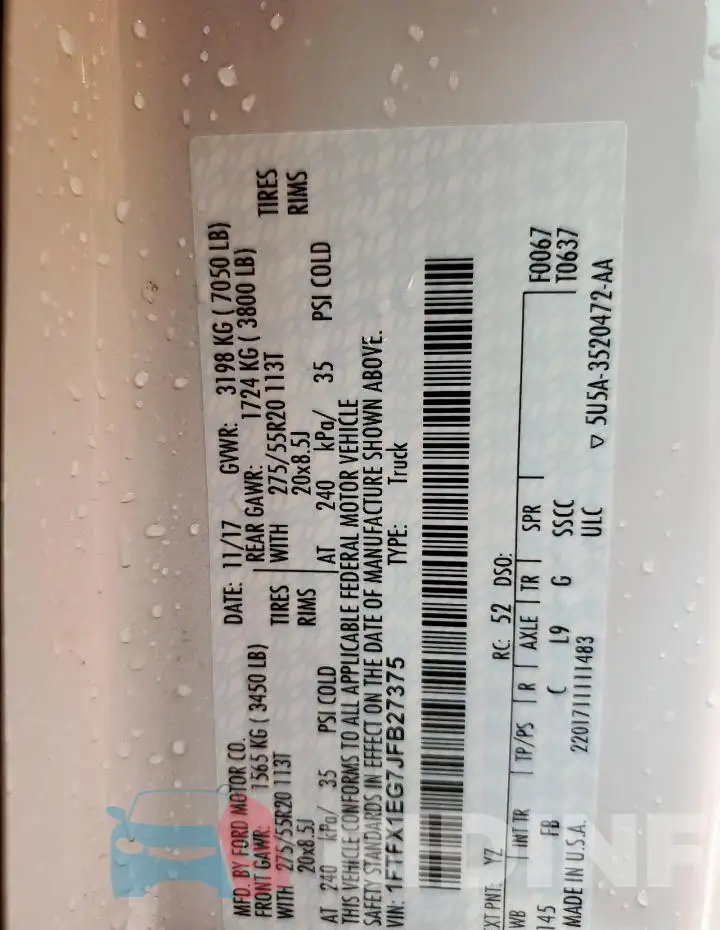 1FTFX1EG7JFB27375 Photo# 12