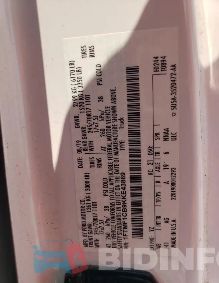 1FTMF1CB9KKE43869 Photo# 12