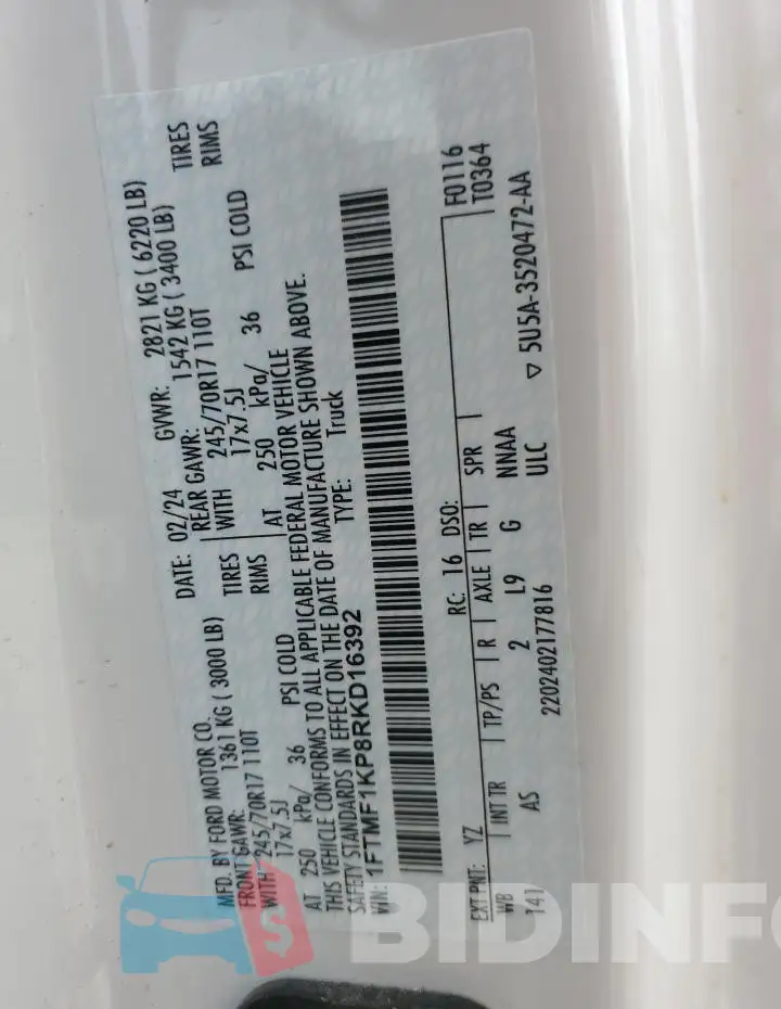 1FTMF1KP8RKD16392 Photo# 12