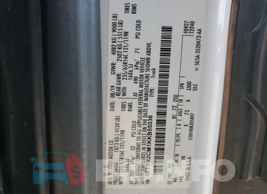 1FTYR2CM1KKB55036 Photo# 13