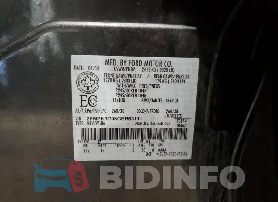 2FMPK3G96GBB63111 Photo# 14