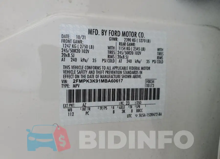 2FMPK3K91MBA60617 Photo# 13