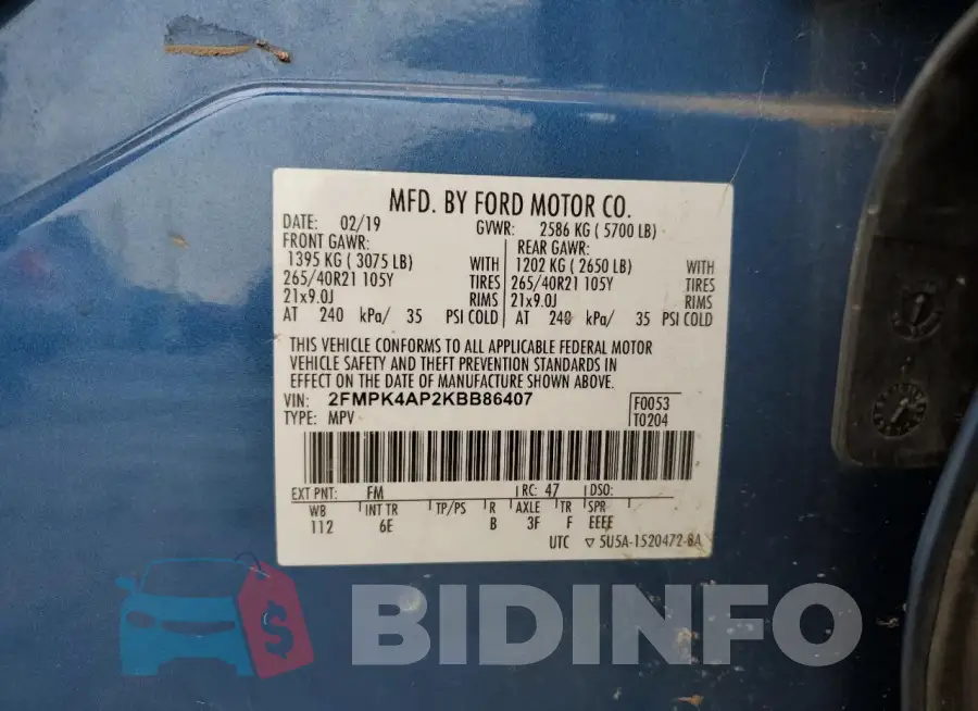 2FMPK4AP2KBB86407 Photo# 13