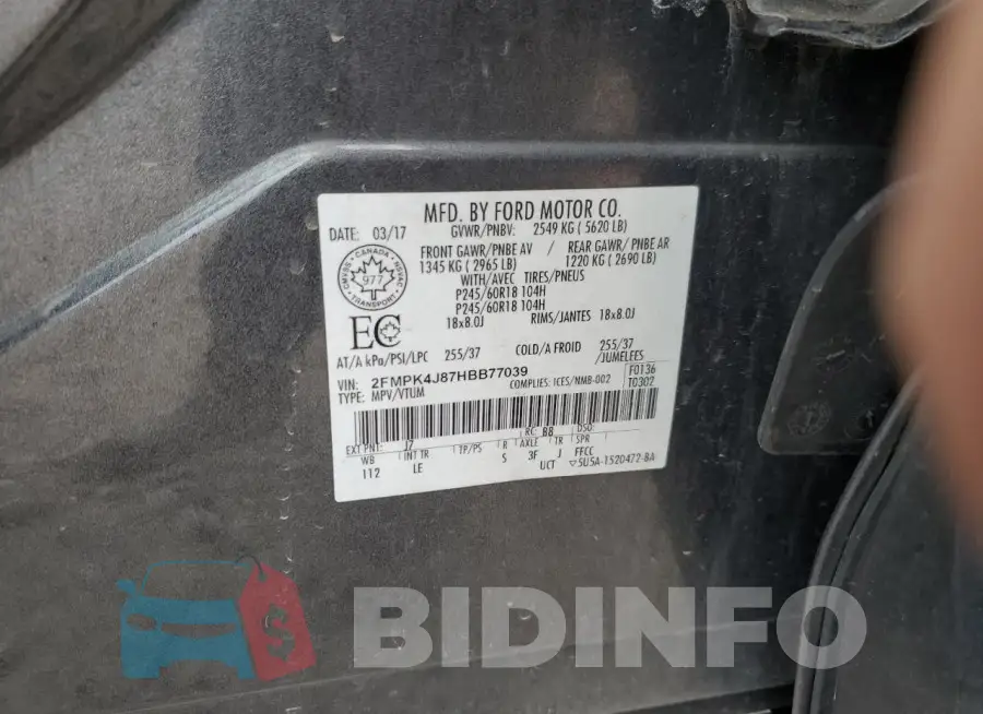 2FMPK4J87HBB77039 Photo# 13