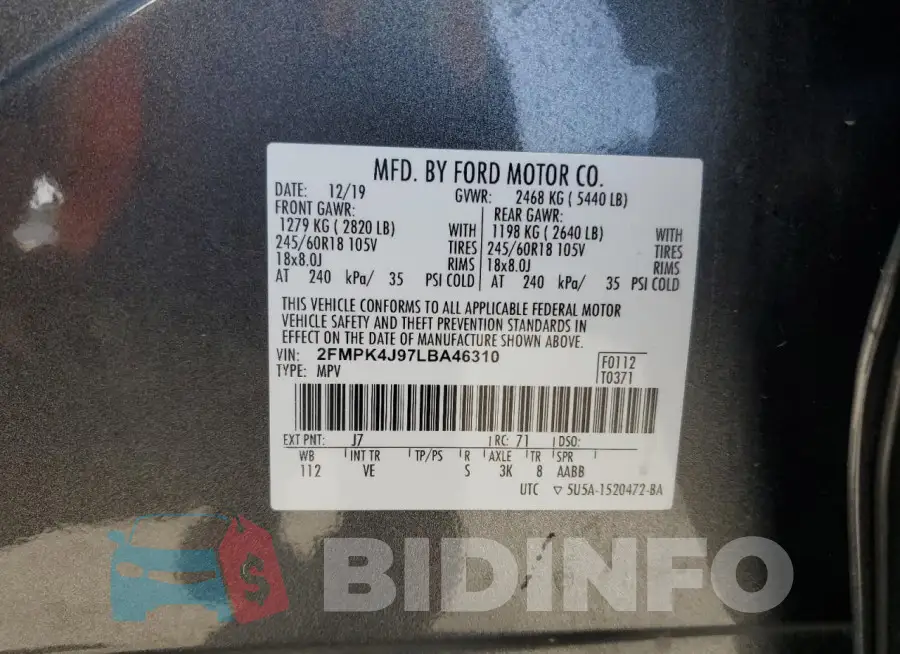 2FMPK4J97LBA46310 Photo# 13