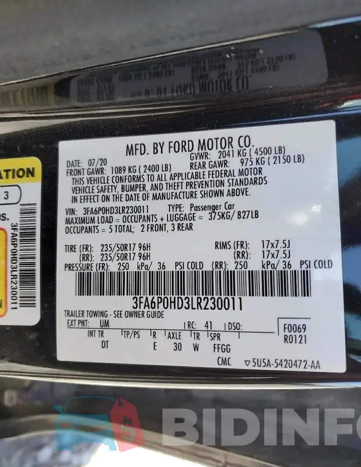 3FA6P0HD3LR230011 Photo# 12