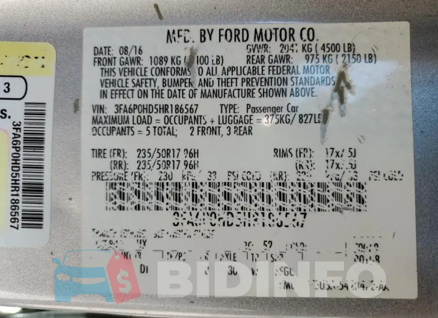 3FA6P0HD5HR186567 Photo# 13
