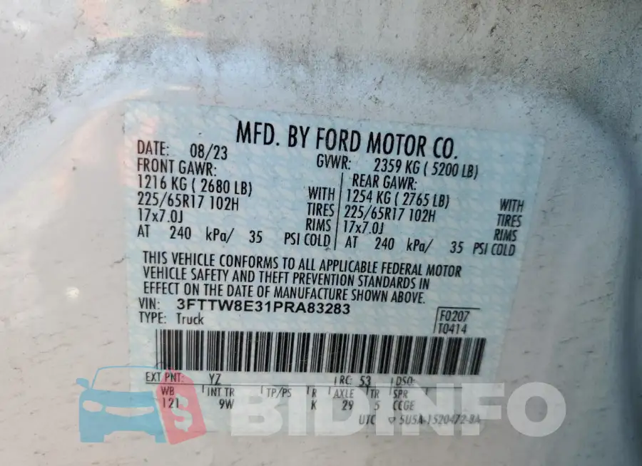 3FTTW8E31PRA83283 Photo# 12