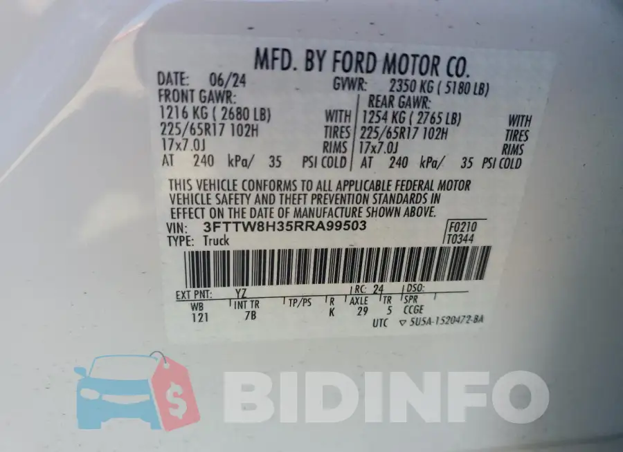 3FTTW8H35RRA99503 Photo# 12