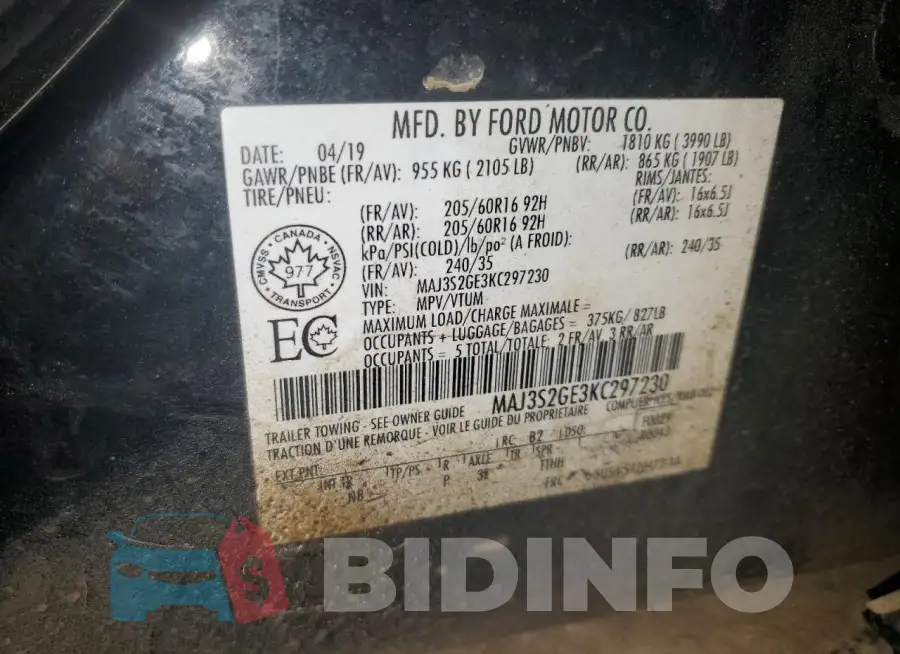 MAJ3S2GE3KC297230 Photo# 13