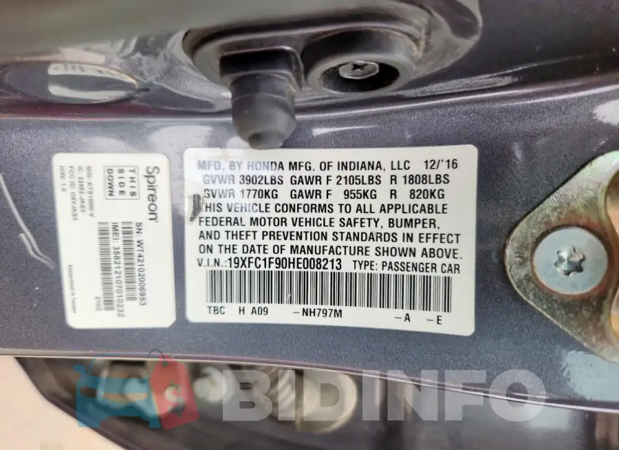 19XFC1F90HE008213 Photo# 13