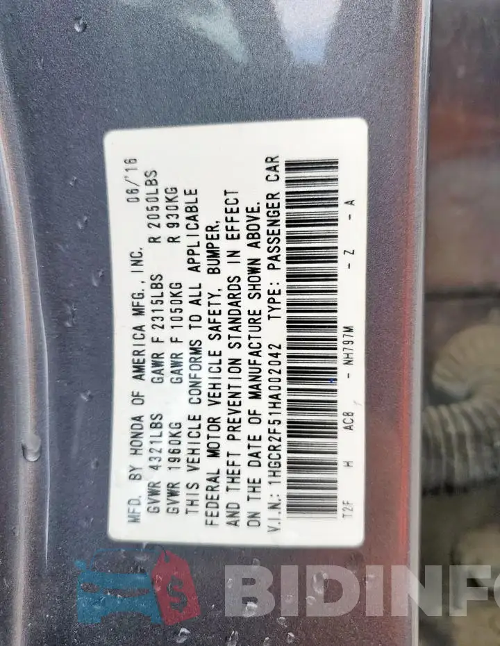 1HGCR2F51HA002042 Photo# 13