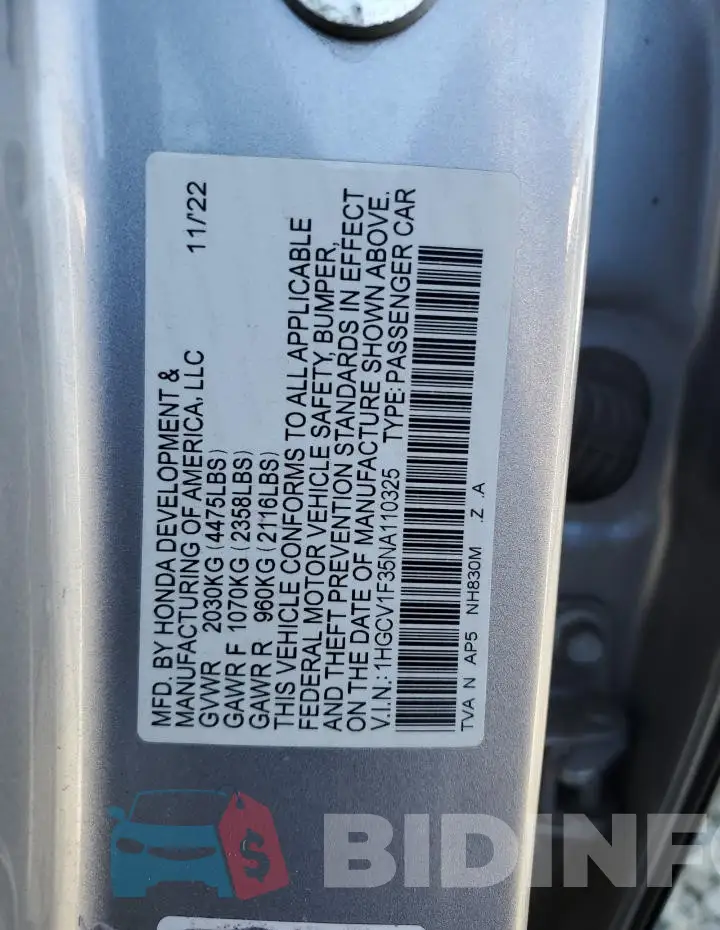 1HGCV1F35NA110325 Photo# 13