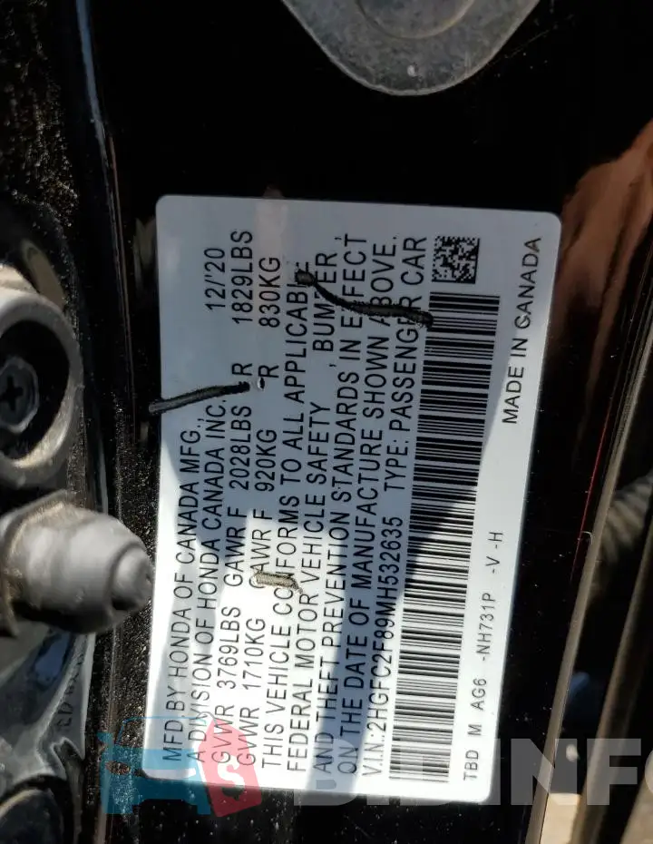 2HGFC2F89MH532635 Photo# 12