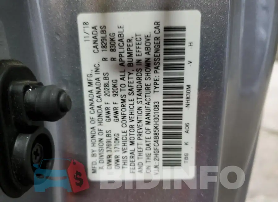 2HGFC4B85KH301083 Photo# 13