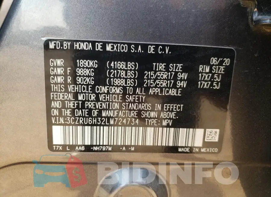 3CZRU6H32LM724734 Photo# 13