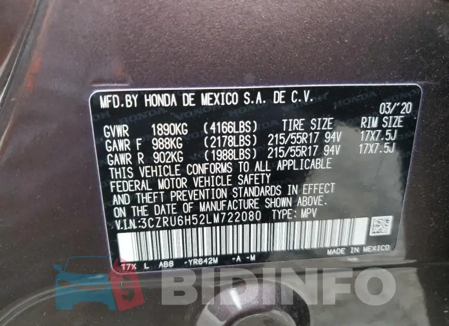3CZRU6H52LM722080 Photo# 13