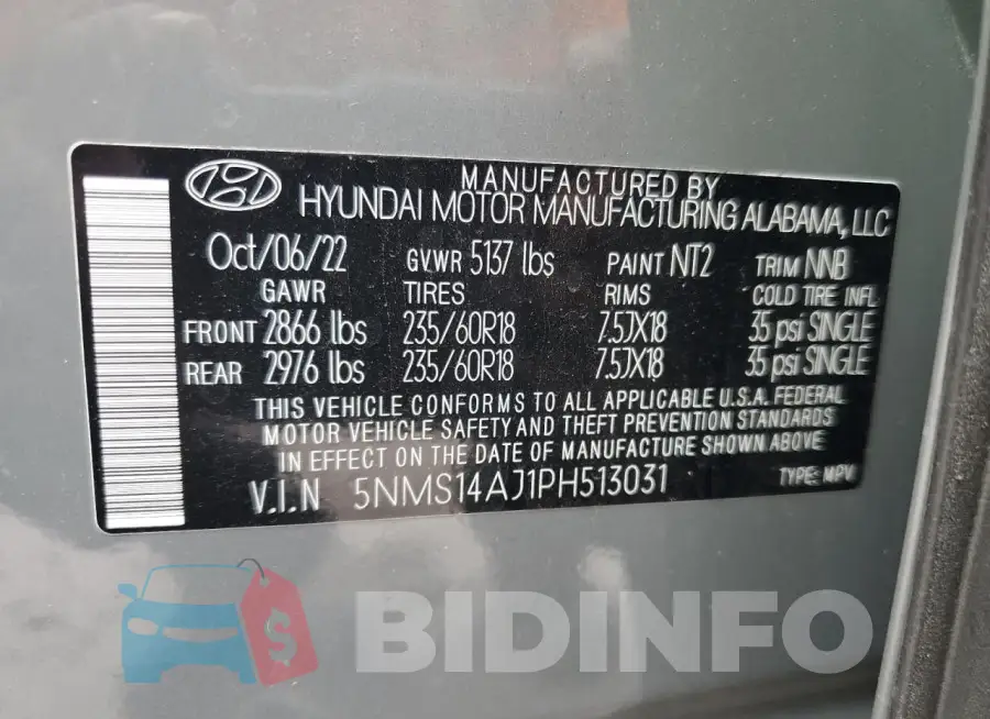 5NMS14AJ1PH513031 Photo# 13
