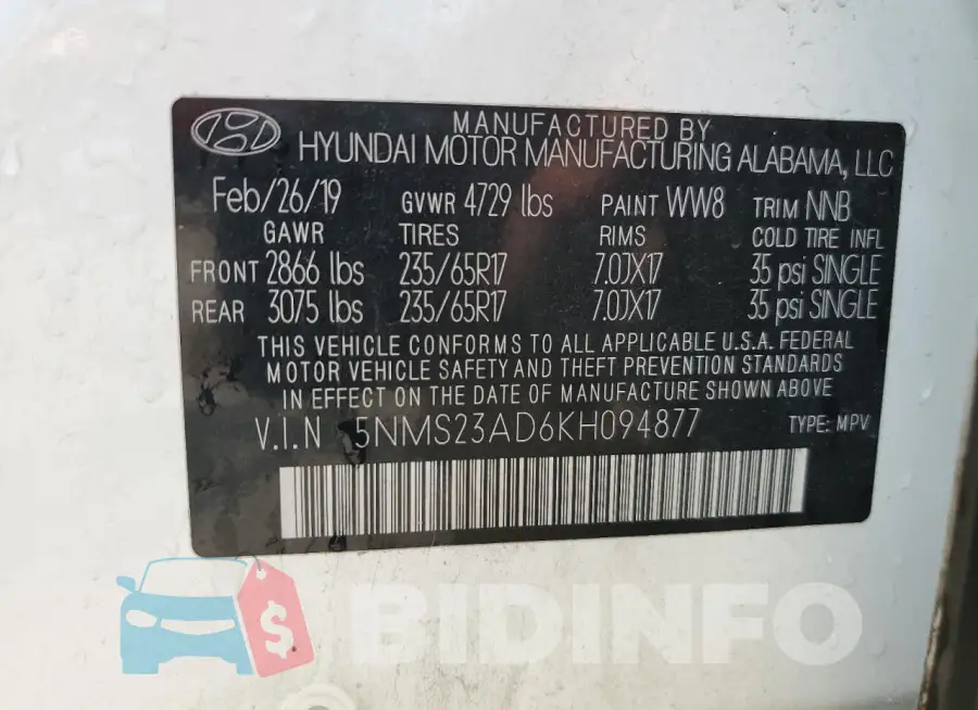 5NMS23AD6KH094877 Photo# 14